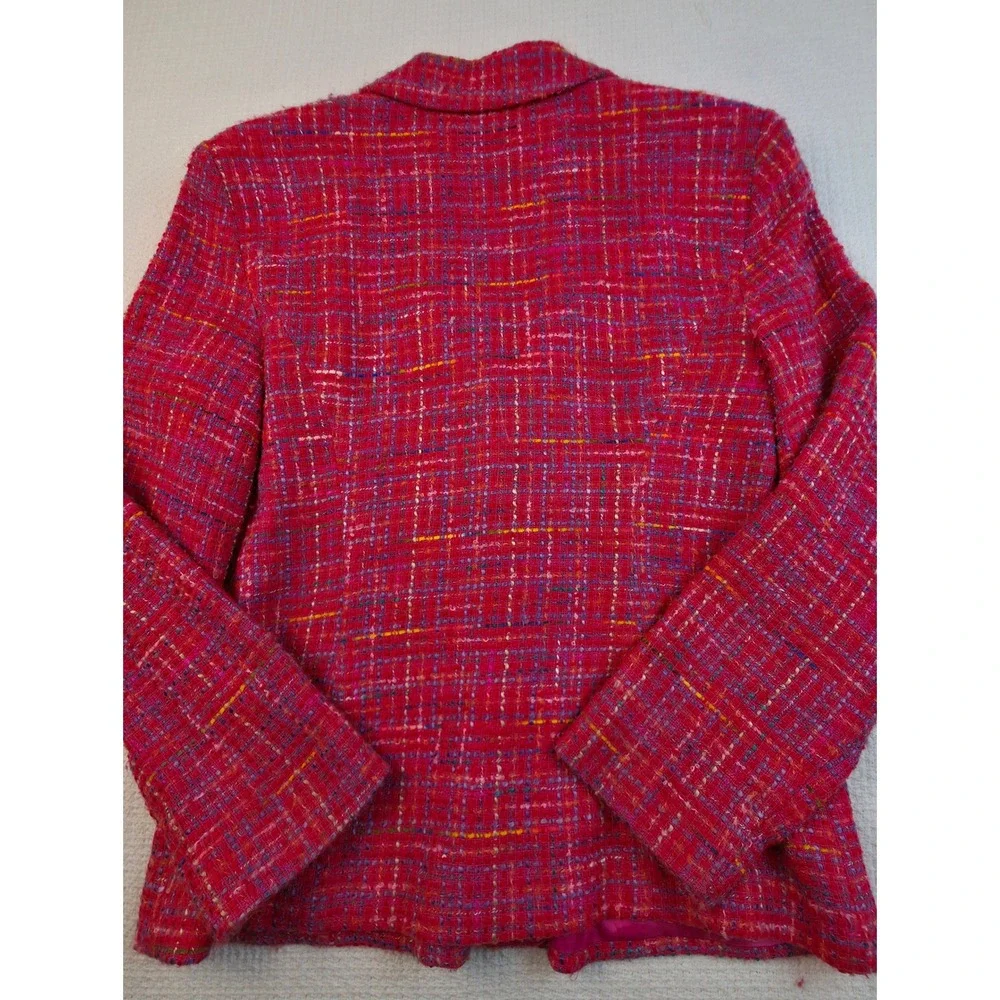 Vintage Lew Magram Womens Sz 8 2 Piece Skirt Suit Fuchsia Boucle Tweed Blazer